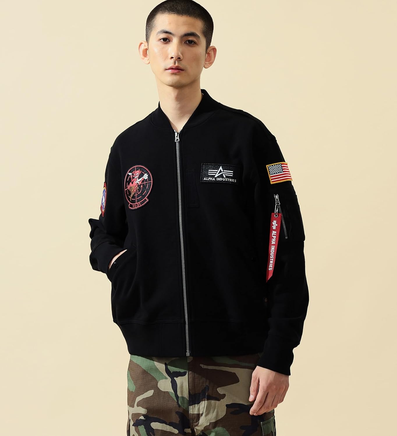 アルファ インダストリーズ] トップス ジャージパッチドMA-1 / VX-31